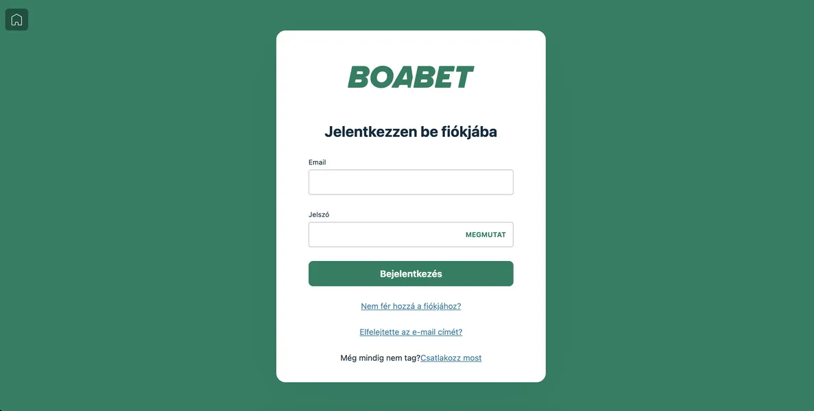 Regisztráció és bejelentkezés a Boabet oldalán a tükörlinken keresztül